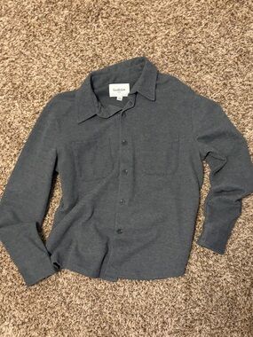 Goodfellow & Co Charcoal Gray Button-Front Knit Shirt